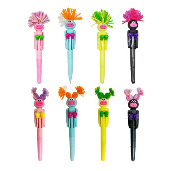 Funny Boxing Pens Fried Hair Boxing Robot Ballpoint Pens with Punching Arm for Office School Home Supplies Novelty Gifts for Christmas Birthday