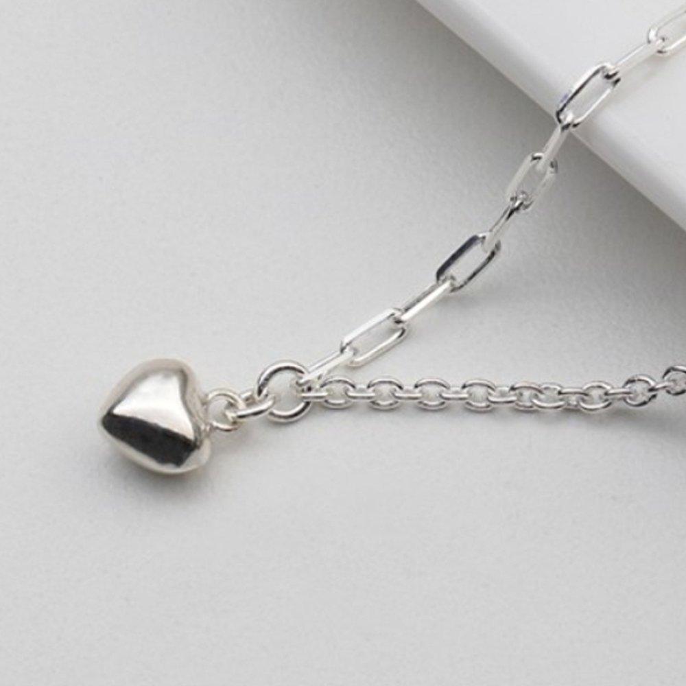[As Little] Chain Bracelet Mix Silver 925 Heart Daily Simple