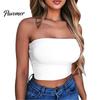 Dames sexy effen kleur strapless cropped mini bustier slanke elastische tube top