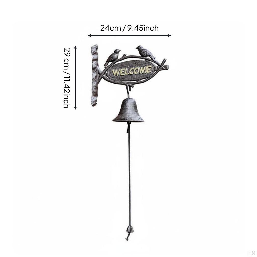 Rustic Cast Iron Chime Bell Decorative Wall Art Outdoor