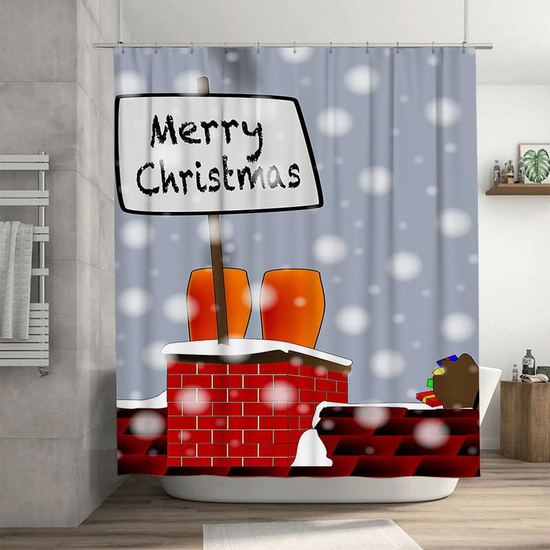

Tuniu Charming Christmas Cat Bath Curtain Festive Holiday Shower Curtain Adorable Kitten Decor Cozy Bathroom Set Unique Home Acc W60H190(CM)-1 Pcs