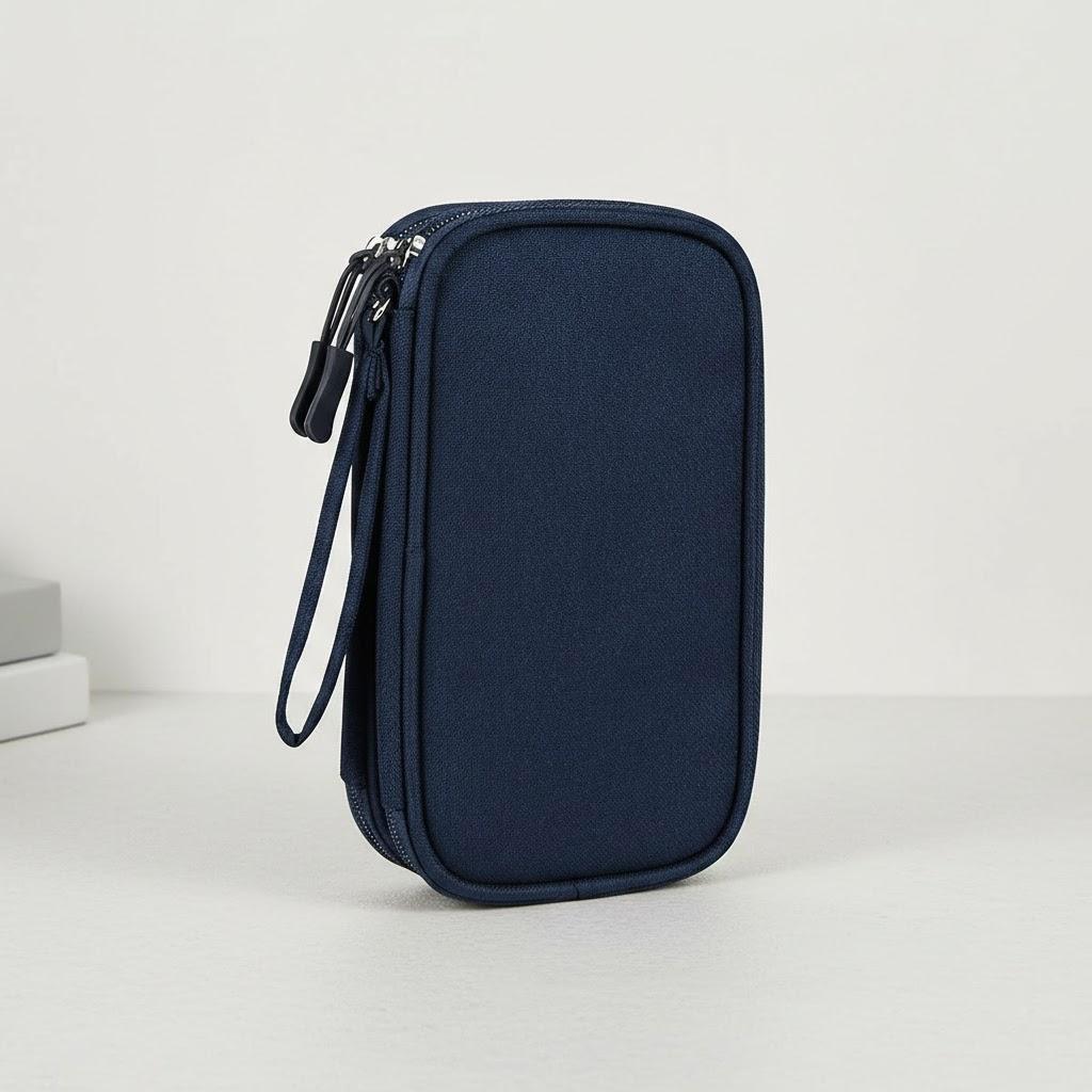 

Portable Waterproof Travel Storage Bag Organizer for USB Cables Earphones Power Bank Home Use синий