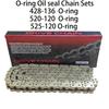 High Quality Motorcycle O-ring Oil seal Chain Sets For 428 DID chain 136 Link 520 525 chains 120 Links with Facotry Sale