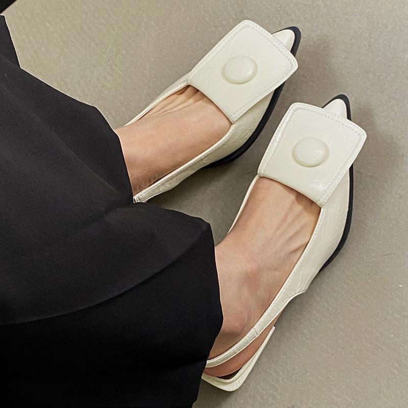 

Fashion Fashion Shallow Women Low Heel Sandals Shoes 2025 Female Slip On Footwear Slingbacks Pointed Toe Ladies 3cm Heel Sandals Shoes 35 бежевый