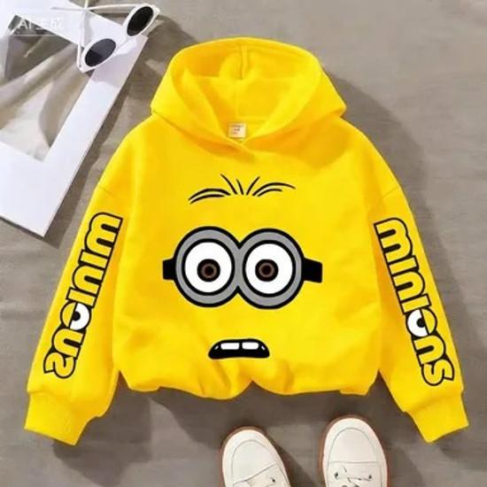 Children's Sweatshirt with Funny Minions Print for Spring/autumn Suitable for Boys andboys Loose and Comfortable with A Hoodie