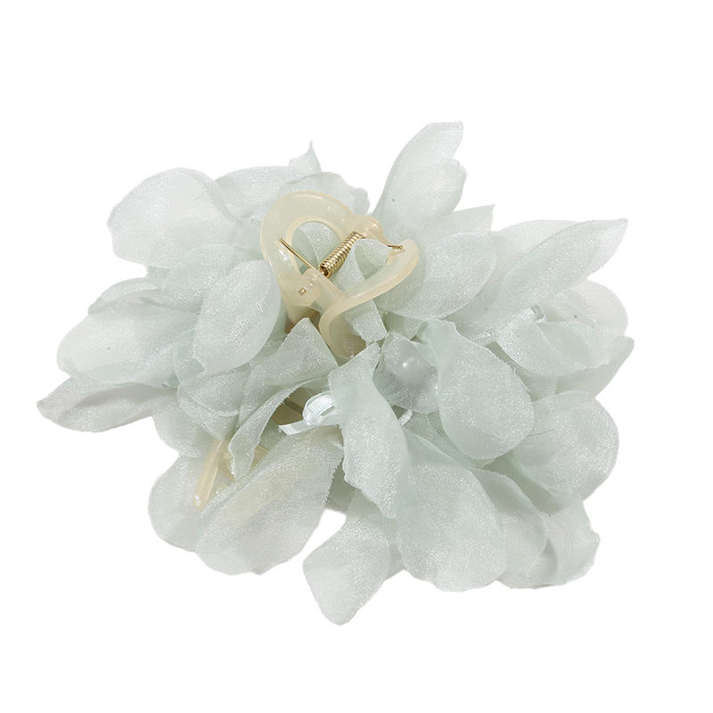 

Шифоновые клипсы с цветами и оборками для женщин, темпераментные богемные большие цветочные клипсы, заколки, аксессуары для волос One Size зелёный