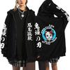 Anime Bean Demon Slayer Blade Japanese Manga Zipper Hoodie for Men and Women Anime Enthusiasts Hoodie