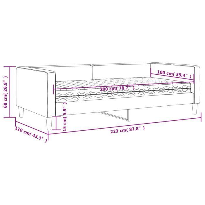 VidaXL Daybed with Mattress Black 100x200 Cm Fabric 3196567