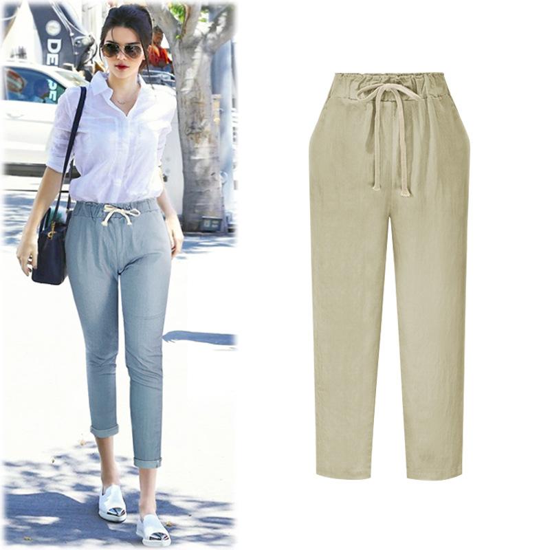 

New Women s Nine-point Pants Large Size Loose and Thin Pants Harlan Pants L чорний