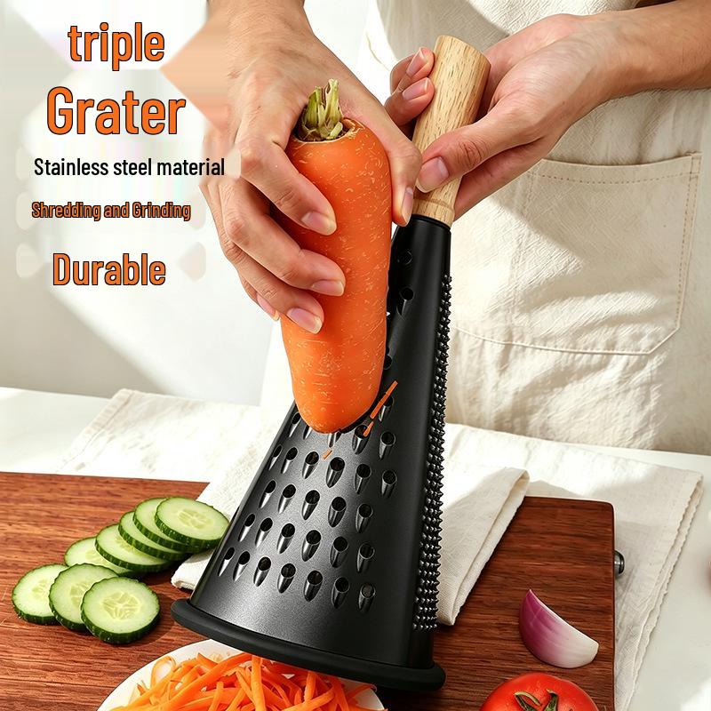 Black Stainless Steel Cone Grater for Fruits, Vegetables, Ginger, and Cheese