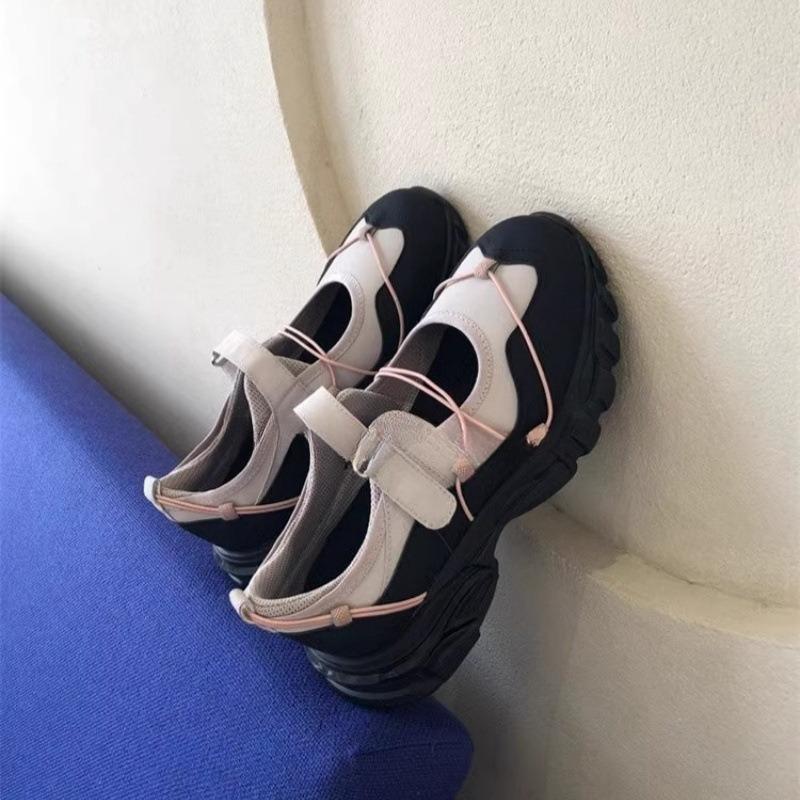 25 Spring new round head muffin bottom Velcro sneakers to increase height and reduce age girl Mary Jane shoes