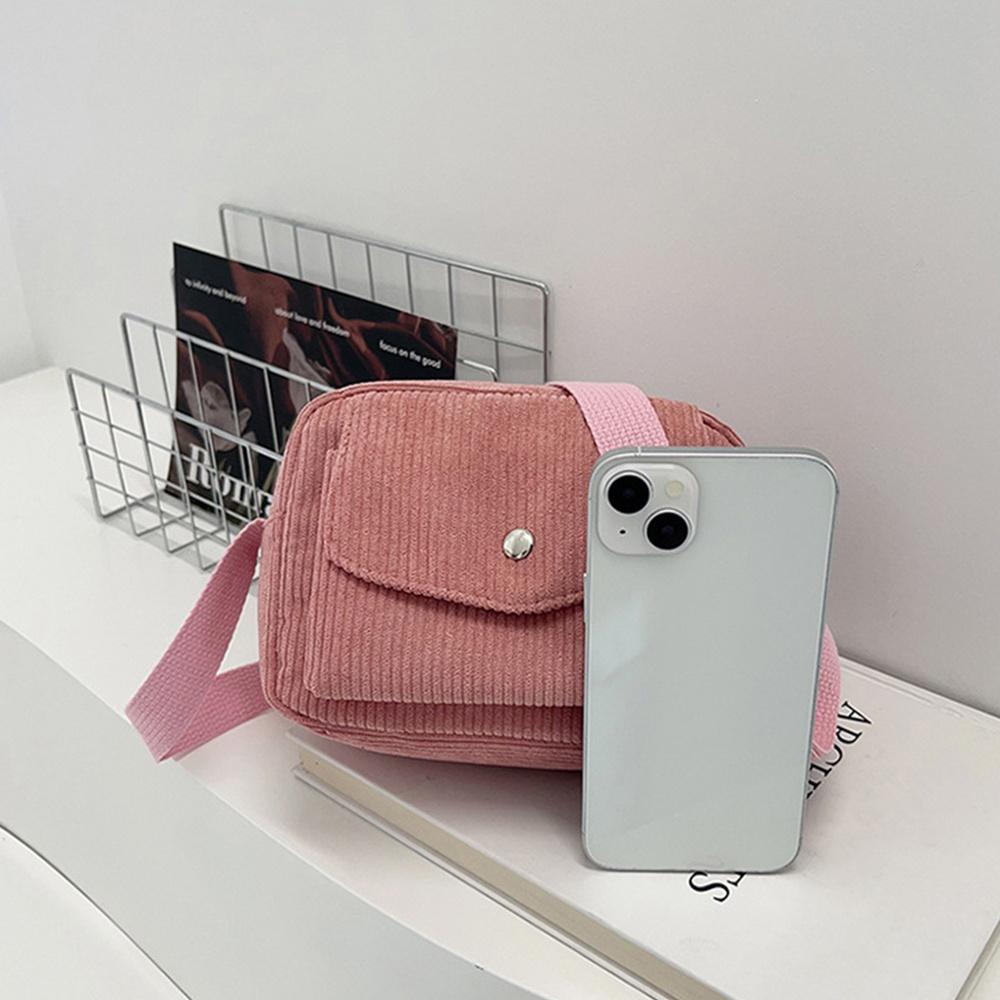 Autumn Winter Corduroy Women's Single Shoulder Bag Simple Solid Color Zipper Crossbody Bag Fashi Versatile Commuter Square Bag