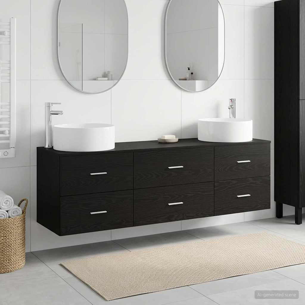 Bathroom Furniture Set 3 Pcs Black 161.5 X 44.5 X 80 Cm