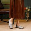 Johnature Women's Shoes Retro Loafers Genuine Leather Solid Color Square Toe Soft Soled Slip-on Shoes