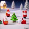 Set of 4 Cartoon Santa Ornaments Resin Miniature Sculpture Christmas Gift For Home Office and Garden Landscape Decors