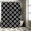 White Black Geometric Shower Curtain with Metal Hook Rings Decorative Bath Liner for Home Use