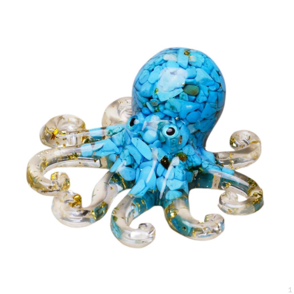 Crystal Gravel Octopus Statue Fish Tank Decor for Desktop Home Living Room