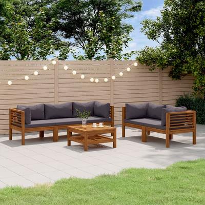 Vidaxl 6-Cz. Garden Lounge Set, Cushions, Acacia Wood