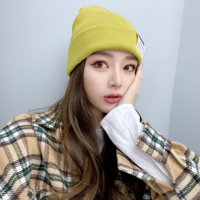 Autumn and Winter Warm Ear Protection Knitted Hat Women's Versatile Candy Color High Density Wool Hat Men's Hat