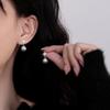 French Retro Zircon Pearl Stud Earrings, S925 Silver Needle, High-End Autumn/Winter Shiny Diamond Ear Jewelry for Women