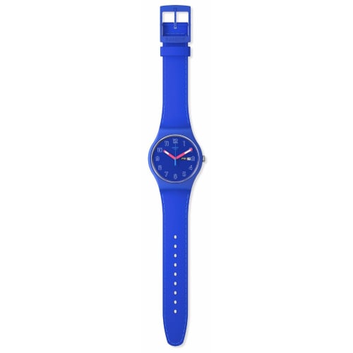 Swatch Men's Bio-Sourced Cobalt Disco Quartz Watch, Blue, Quartz Wristwatch.