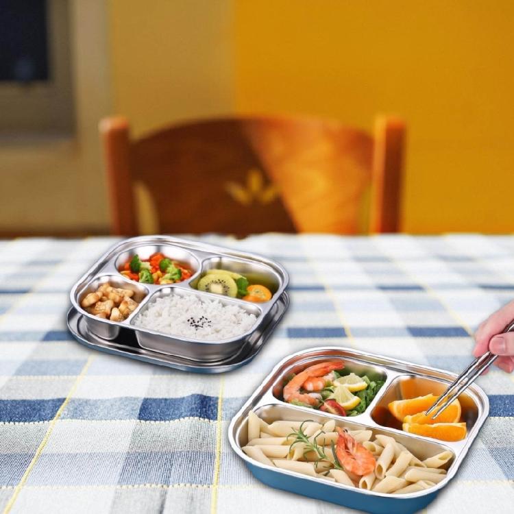 Dishwasher Safe Lunch Plates Efficient Stainless Steel Divided Dinner Plates for Toddlers Elderly and Hospital Use