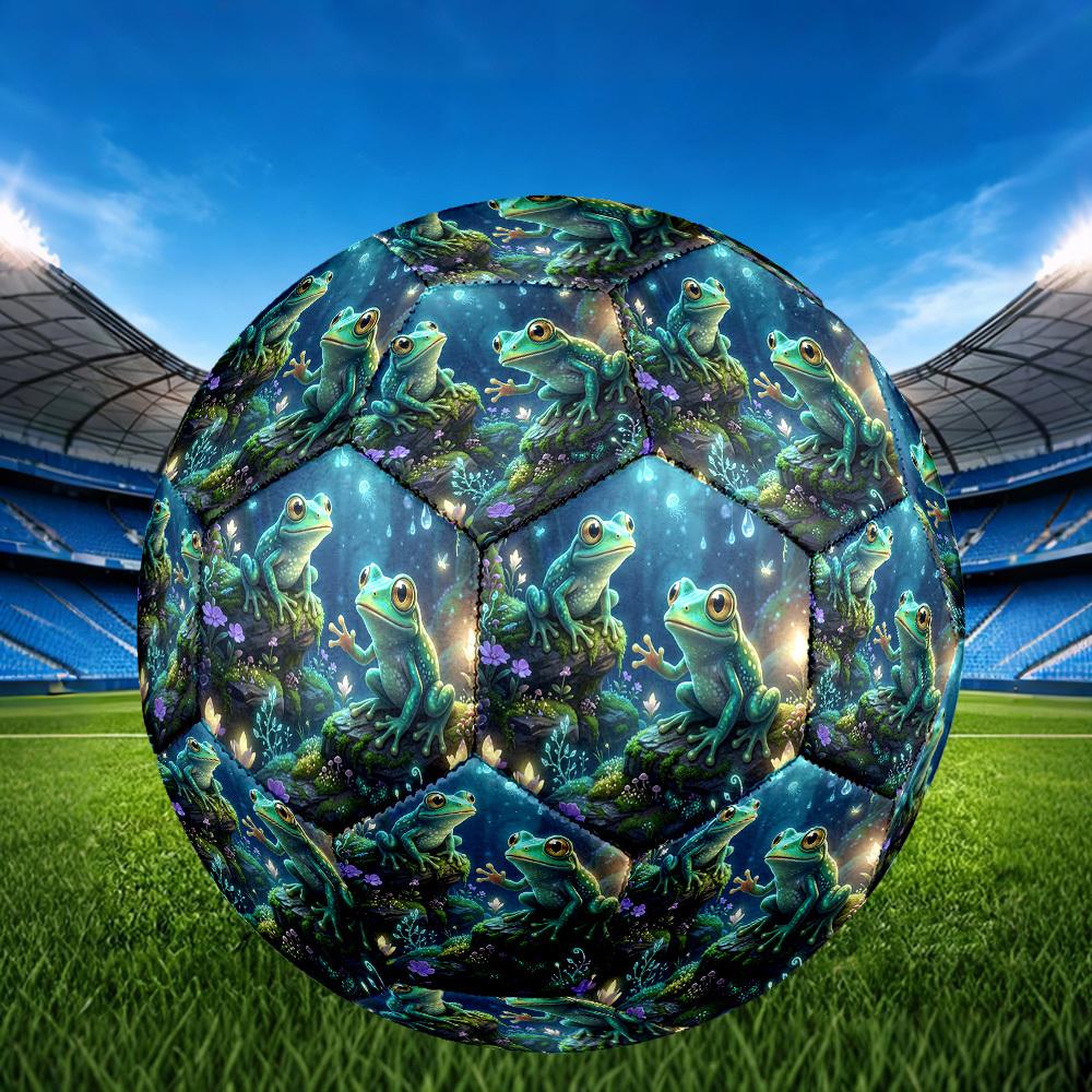 1pc Frogs Rainforest Theme Soccer Ball Football, Size 5, Lightweight PVC, Outdoor Training Soccer Ball,Sports Gift t61468