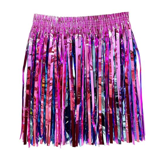 Rain Skirt Dance Costume Streamer Fringe Half Skirt for Beach Parties Sequin Cheerleading Team Dress for Adults Kids