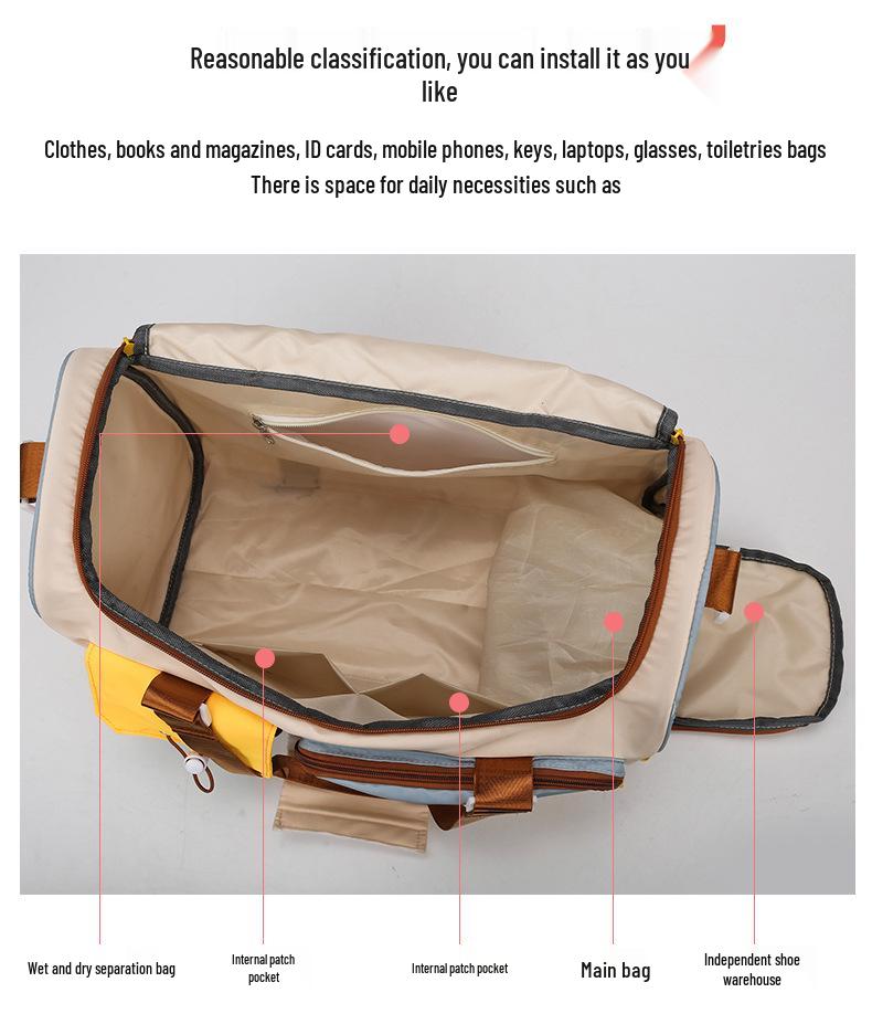 Men's and Women's Large Capacity Crossbody Handbag for Travel and Fitness with Dry/Wet Separation