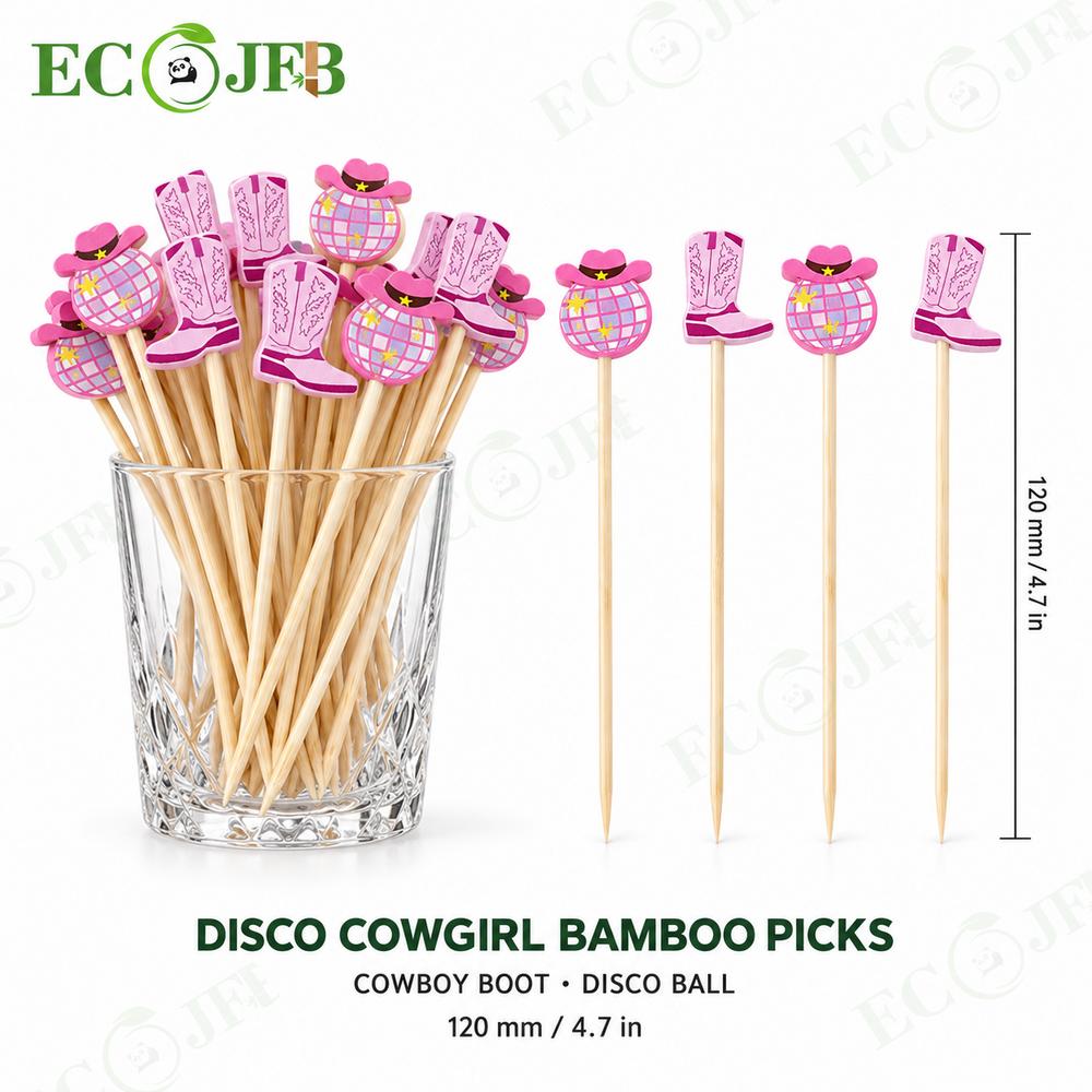ECO JFB 120mm Mushroom Bamboo Party Picks for Fruit Cheese Woodland Events Custom Shape Bulk B2B Supply Pack