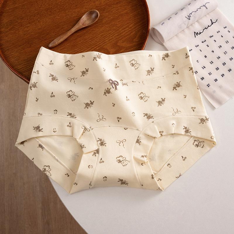 Ladies Spring and Autumn Flower Pack Hip Antibacterial Extended Flat Angle Underwear