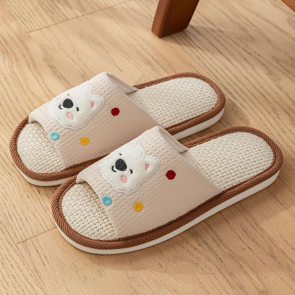 Leinenslipper Damen Frühling und Herbst Vier Jahreszeiten Indoor Haushalt Baumwolle und Leinen Zuhause Rutschfest Sommer Herren Paar