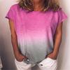 Women's Summer Rainbow Gradient Printed Round Neck Short Sleeve Loose T-shirt