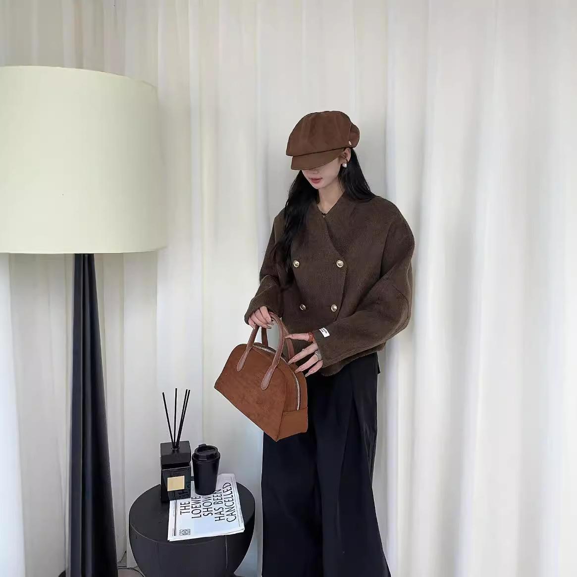 

Новое осенне-зимнее двухстороннее шерстяное пальто с небольшим ароматным узором и рукавами «летучая мышь» шерстяное пальто Niche Temperament M