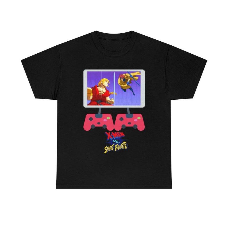 X-men vs. Street Fighter Ken vs. Gambit Heavy Cotton Tee Marvel Capcom Crossover 140