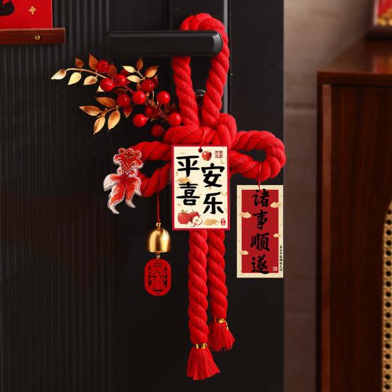 Chinese Wanzi Knot Decoration Red Knot Hanging Lucky Ornaments Door Handle Wall Pendant Feng Shui Good Luck Charm for Spring Festival Car Tree Decor