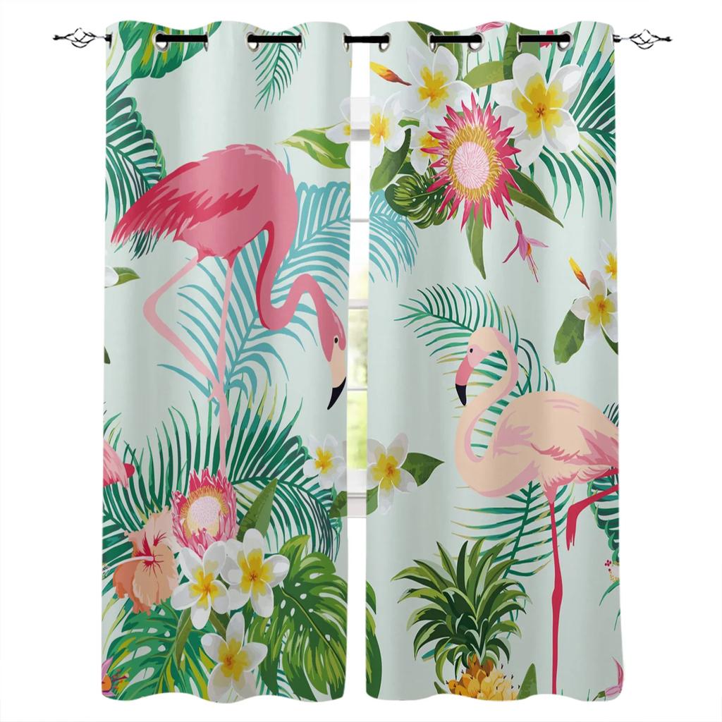 Fashion Flamingo Tropical Flower High Blackout Curtains Various Animal Pattern Style Shade Drape Home Kitchen Clackout Curtain