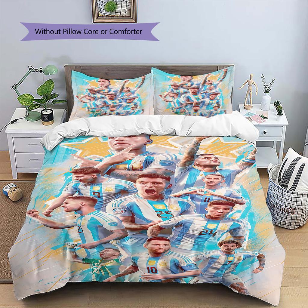 Argentina National Football Team Pattern Bedding,Quilt Set Quilt Cover Pillowcase Home Birthday Gift(1 * duvet cover + 2 * pillowcase, without core)