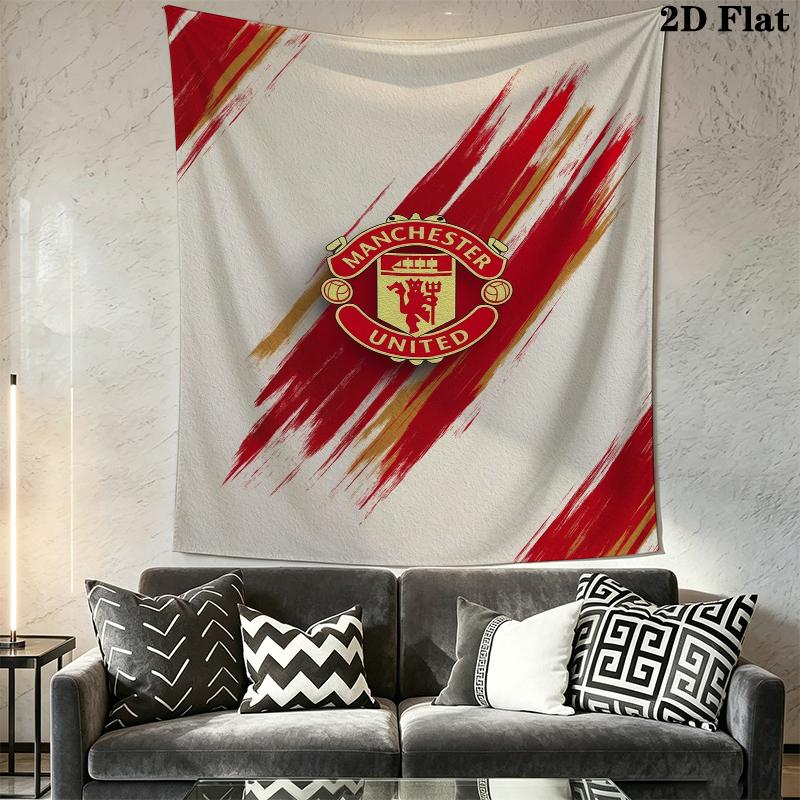 Manchester Unitedaa Tapisserie Murale Accrochage Mural Esthétique Couverture en Tissu Imprimé Tapisseries Décoratives pour Chambre à Coucher Salon Décoration de la Maison