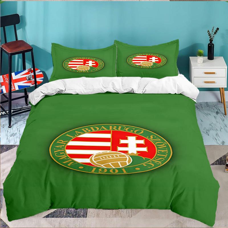 Hungarian Football Emblem 3PCS Bedding set,Ideal for 1pc Duvet Cover And 2pcs Pillowcases Perfect for Fan gift,Ideal for Bedroom, Dormitory