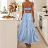 European and American Women's Clothing New Sleeveless Solid Color Suspender Long Dress Seaside Vacation Dress