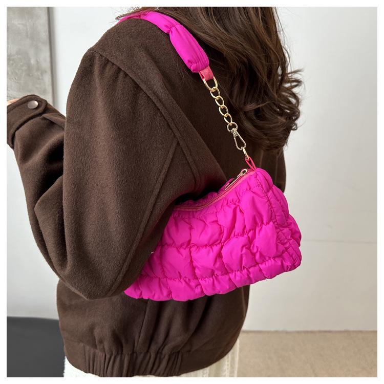 2024 Pleated Cloud Bubble Shoulder Bag - Trendy Korean Down Cotton Underarm Design