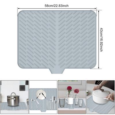 1Pc Dish Drying Mat Non-Slip Fast Drying Draining Mat Silicone Heat Resistant Tableware Dish Drying Pads for Kitchen Accessories