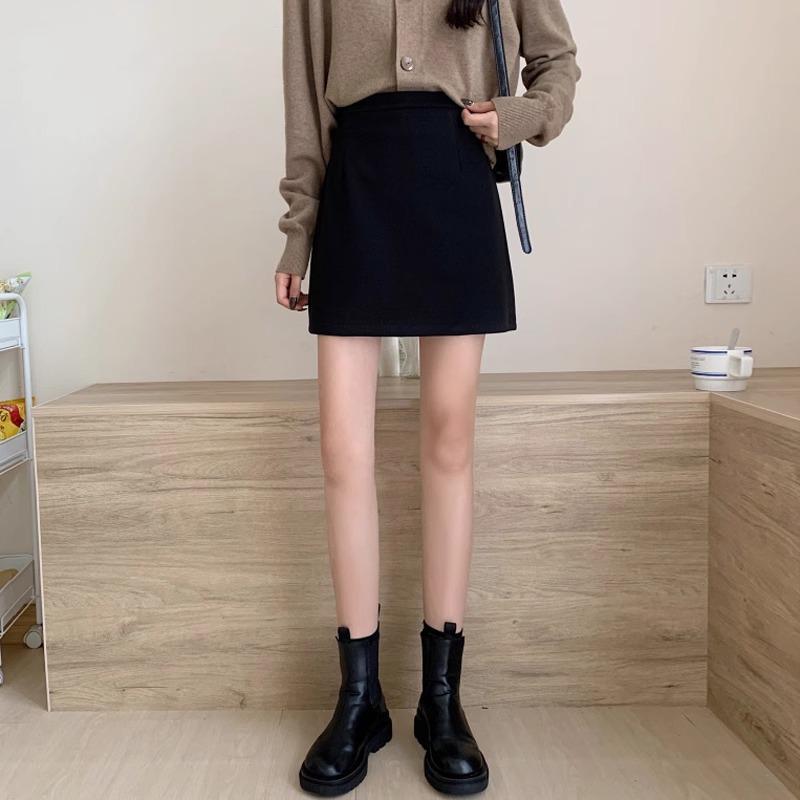 

Черная мини-юбка А-силуэта с завышенной талией из твида для женщин - Корейский стиль бодикон (Весна 2025 г.) XS