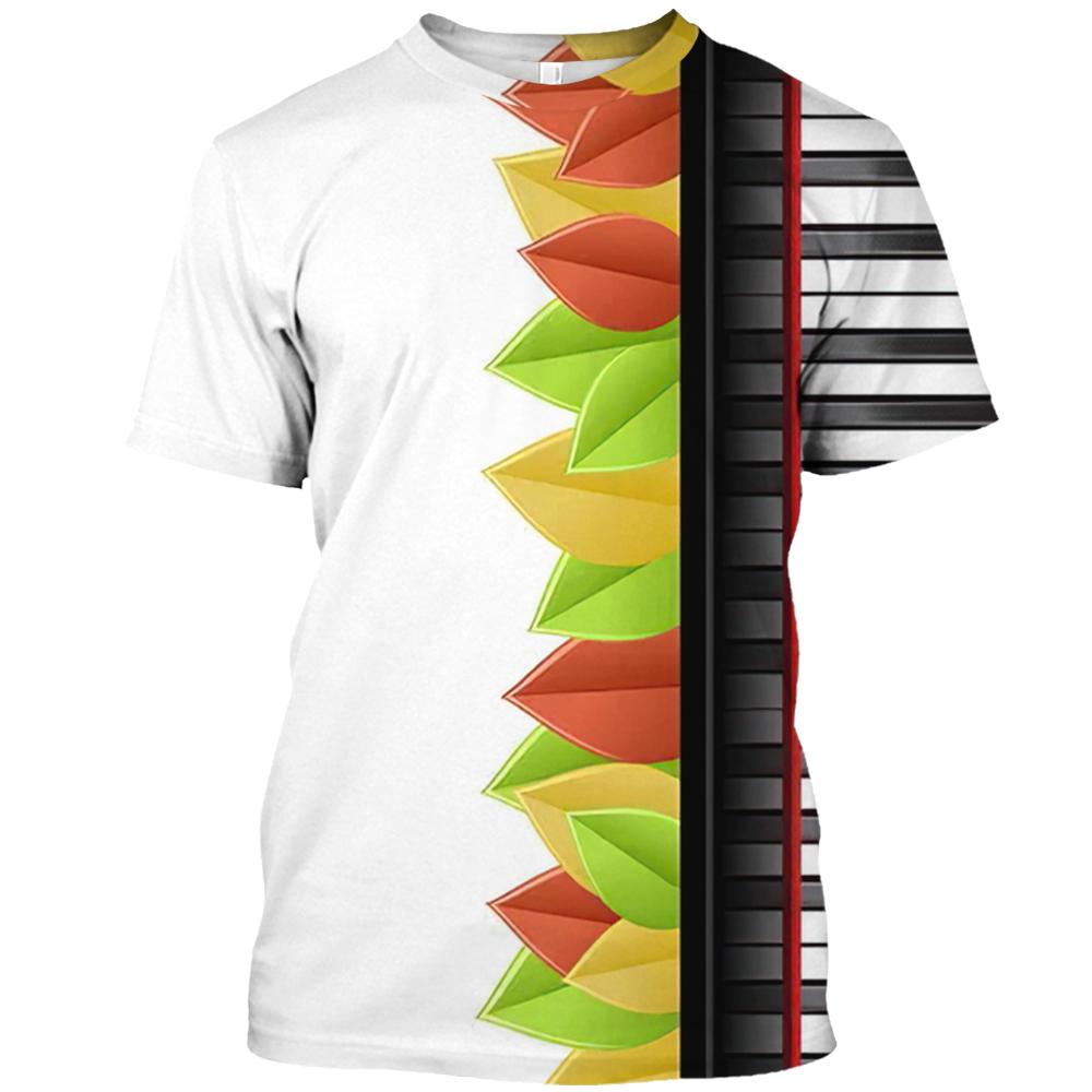 Piano Notes 3D Tricou pentru bărbați, cu uscare rapidă, la modă de vară, ocazional, pentru bărbați, cu mânecă scurtă, unisex, pentru femei, tricou Top