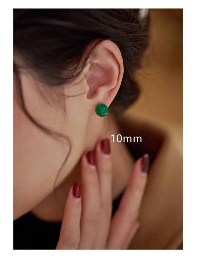 S999 Saf Gümüş Parlak Kırmızı ve Yeşil Kalsedon Küpe - Zarif Retro Üst Düzey Tasarım