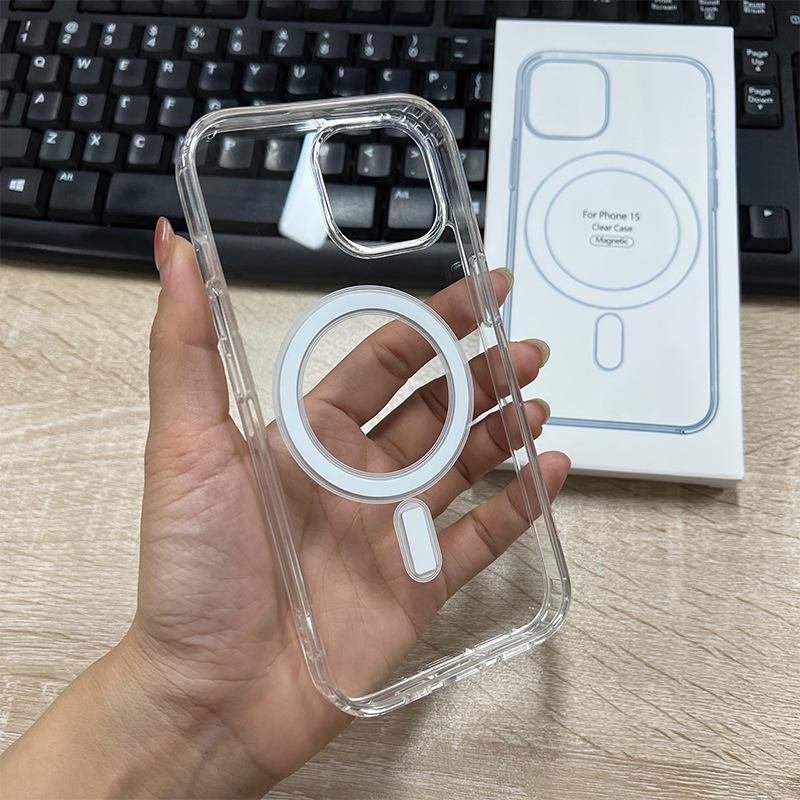 Magnetic Transparent Phone Case for iPhone 13 Pro Max, 14, 15, 16, and 17e