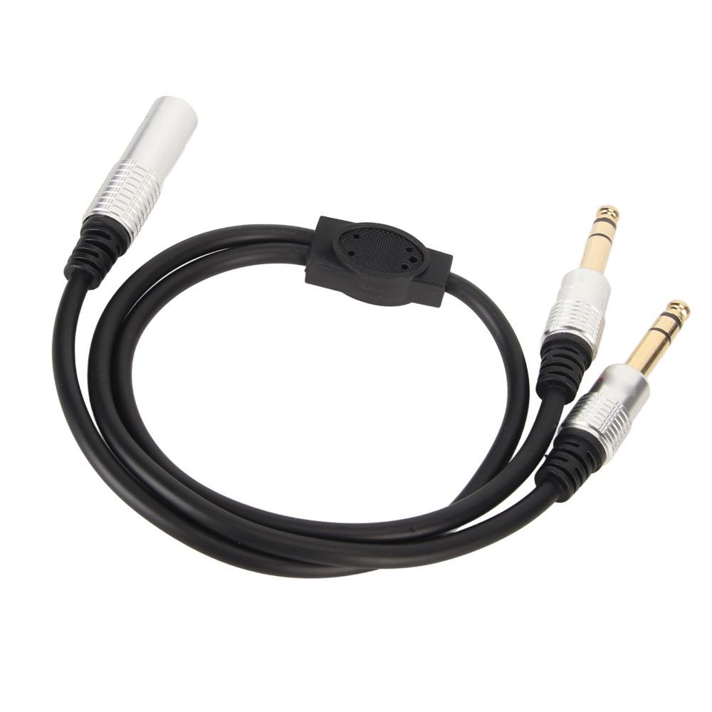 1.6ft 6.35mm 1 To 2 Y Splitter Cable Plug and Play Speaker Y Extension Cable  Microphone Use