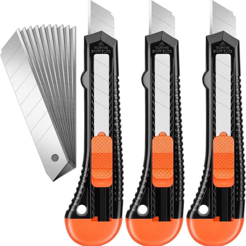 Utility Knife Box Cutter Retractable, Compact Box Knife for Cartons, Cardboard and Boxes