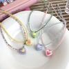 Acrylic Heart Beaded Necklaces Heart Pendant Choker  Beads Chokers Party Accessories Gift for Women Girlfriends